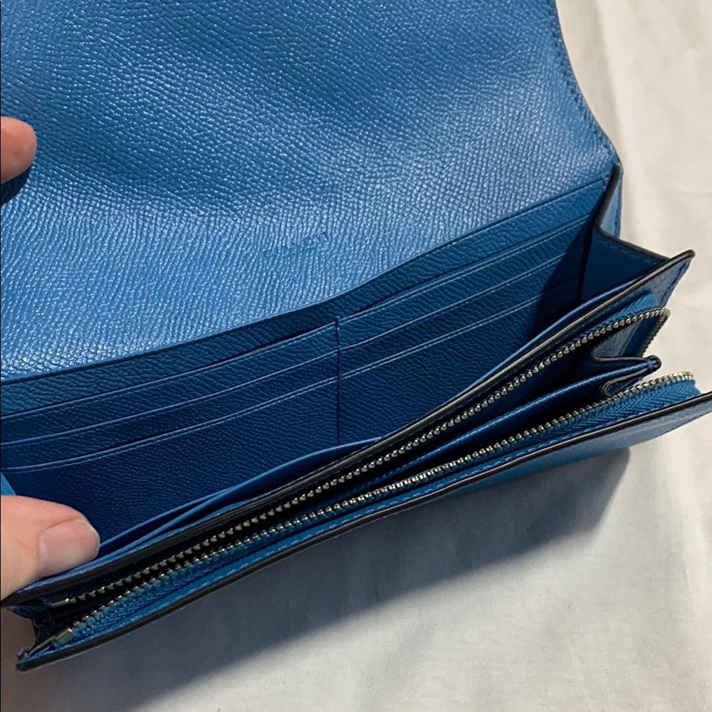 Coach Blue Saffiano Leather Wallet 5101 - Picture 7 of 13